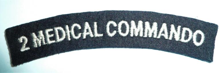 2 Medical Commando Embroidered White on Black Felt Cloth Shoulder Title