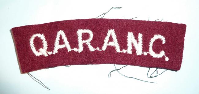 QARANC Queen Alexandra s Royal Army Nursing Corps Embroidered White on Maroon Cloth Shoulder Title 