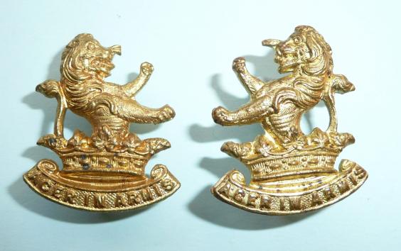 7th (Wellington West Coast Rifles) Regiment Other Ranks Matched Pair of Facing Brass Collar Badges