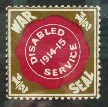 WW1 - 1914-15 War Seal Disabled Service 'Cinderella' unmounted mint stamp