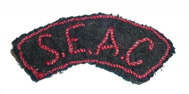 SEAC South East Asia Command Royal Navy (RN) Theatre Made Embroidered Cloth Shoulder Title