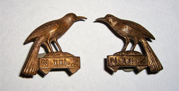 WW1 New Zealand Expeditionary Force - 21st Reinforcements Facing Collar Badges