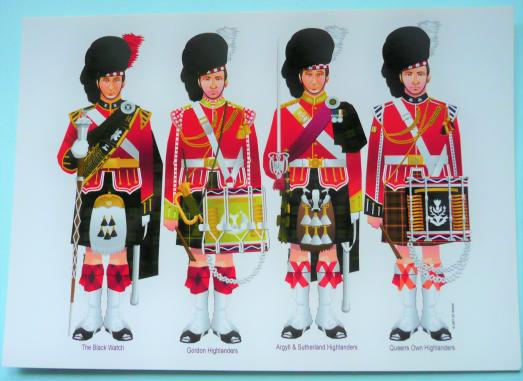 Scottish Highland Regiments Uniform Postcard