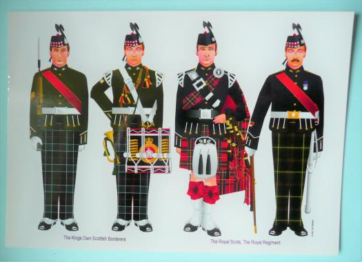 Scottish Lowland Regiments Uniform Postcard