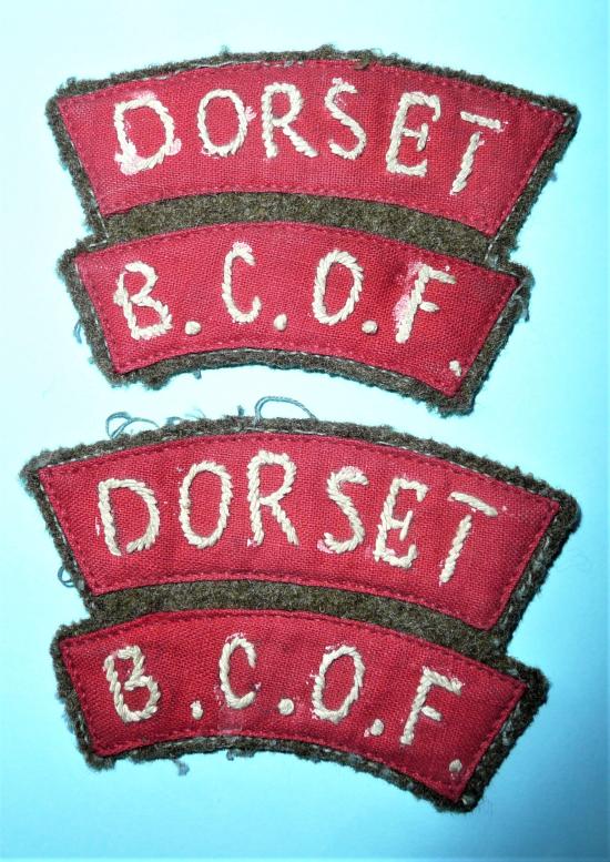2nd Battalion Dorset Regiment BCOF Pair of Theatre Made Shoulder Titles