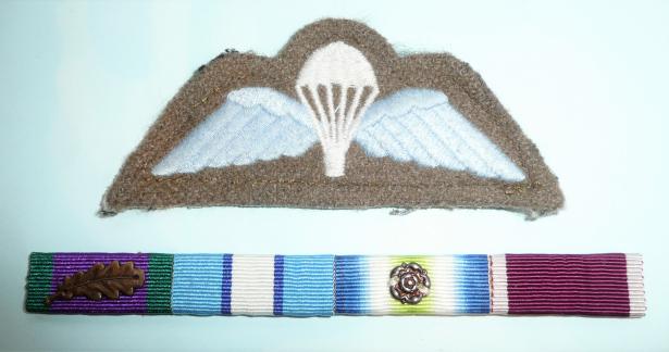 3 Para Falklands War Veterans Medal Ribbon Bar with White Metal Rose and bronze MID emblem and Qualification Wing