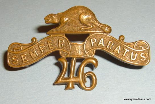 46th Canadian Militia Durham Regiment Brass Collar Badge, pre 1914