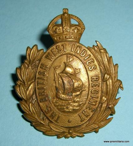 The British West Indies Regiment Brass Cap Badge, Makers Tablet - Gaunt