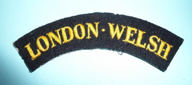 WW2 99th ( London Welsh) Heavy Anti-Aircraft Regiment, Royal Artillery Embroidered Yellow on Black Felt Cloth Shoulder Title, 1939-1942