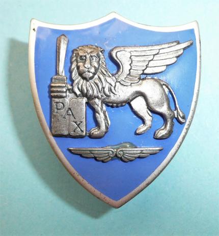 NATO - Allied Air Forces - Southern Europe White Metal and Enamel Shield Breast / Hat Badge