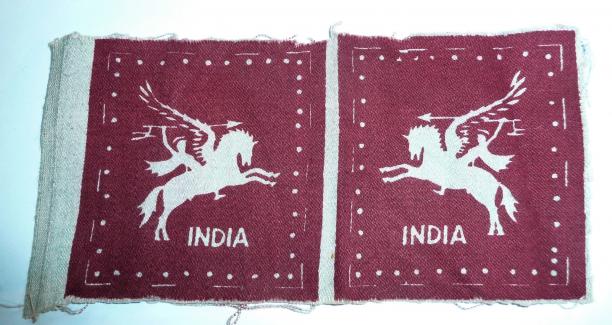 WW2 Printed 44th Indian Airborne Division Faicing Pair Formation Signs, uncut.