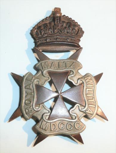 Royal Malta Militia Other Ranks Bi Metal Helmet Plate, circa 1889-1921