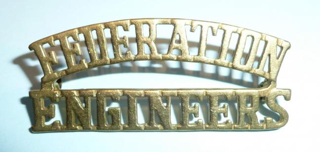 Federation of Malaya Engineers Gilt Brass One Piece Shoulder Title