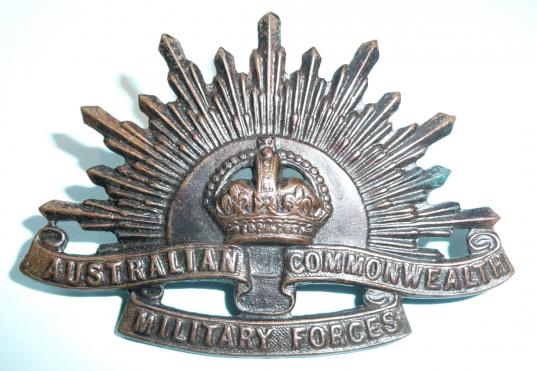 Australian Commonwealth Military Forces Bronze Hat Badge - maker marked Stokes, WW1/WW2