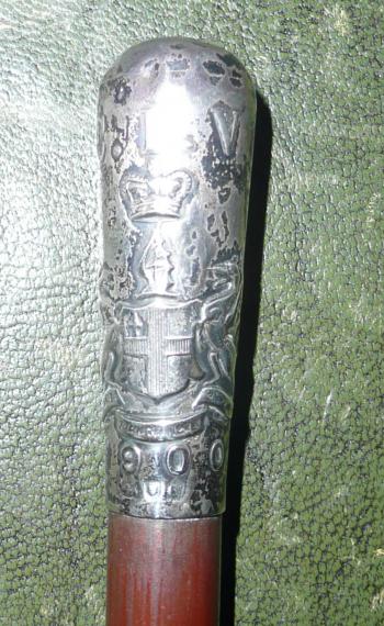 Boer War London City Imperial Volunteers (CIV) Swagger Stick Sterling Silver Hallmarked Top (1900)