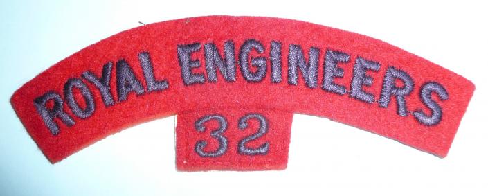 32nd Royal Engineers Woven Cloth Shoulder Title