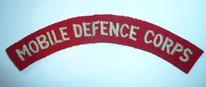 Mobile Defence Corps Embroidered Cloth Felt Shoulder Title