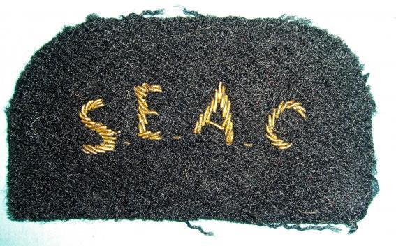 SEAC ( South East Asia Command ) Locally Made RN Gold Bullion Thread on Black Tombstone
