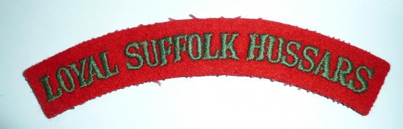 Loyal Suffolk Hussars (Yeomanry) Embroidered Felt Cloth Shoulder Title