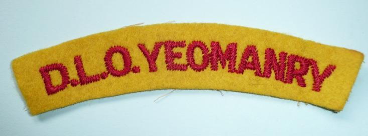 Duke of Lancasters Own Yeomanry Woven Red on Yellow Felt Cloth Shoulder Title
