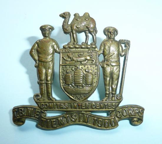 Rare Tientsin British Municipal Emergency Corps Brass Cap Badge