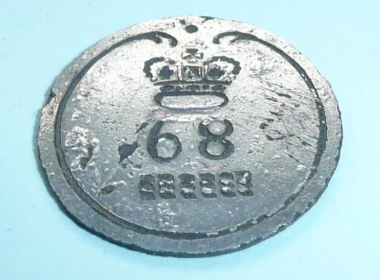 Georgian 68th (Durham) Light Infantry Officers Silver Plated Large Coatee Button