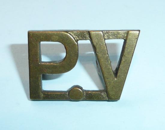 Straights Settlements - PV Penang Volunteers Brass Shoulder Title