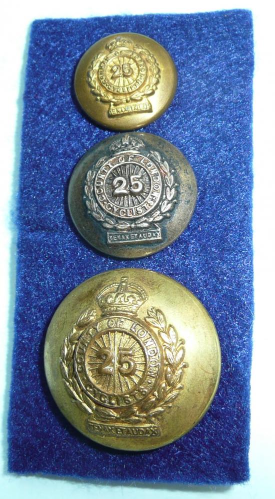 25th County of London (Cyclist) Battalion, The London Regiment Set of Officers Buttons