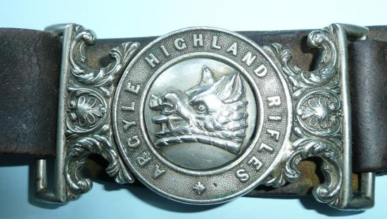 Argyle Highland Rifles Waist Belt Clasp (WBC) on original brown leather belt
