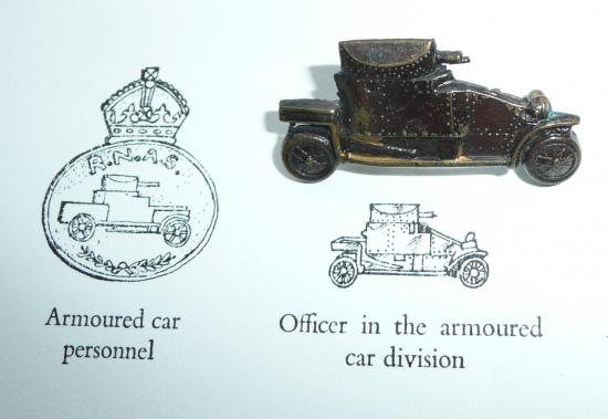 WW1 RNAS Officers Lanchester Armoured Car Bronze Collar Badge, right facing