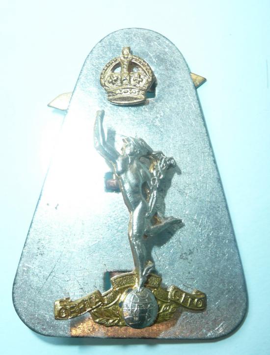 Royal Corps of Signals Bi Metal Cap Badge on Backing Plate