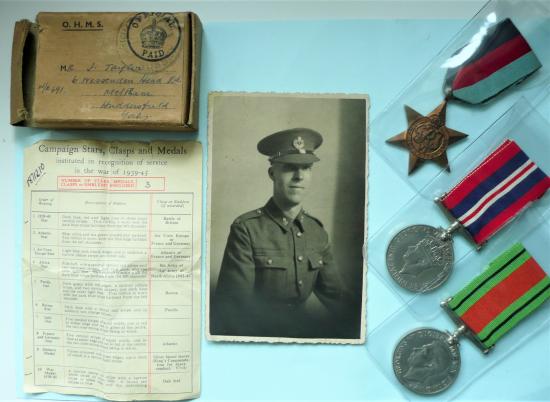 WW2 Medal Group Trio to Sapper J Taylor, Royal Engineers (RE) Wounded Dunkirk 1940