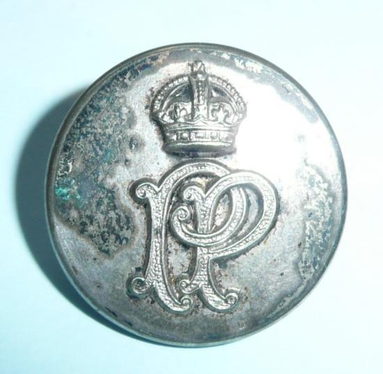 Palestine Police Large Flat Silver Pated White Metal Button, Kings Crown