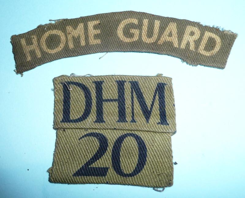 WW2 Home Front - 20th (Darlington) Battalion Durham (DLI) Home Guard Printed Shoulder Titles / Insignia