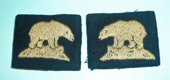 WW2 Embroidered Matched Facing Pair 1st Pattern 49th ( West Riding ) Division Formation Signs - Iceland Force