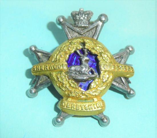Derbyshire Regiment QVC Officers Collar Badge