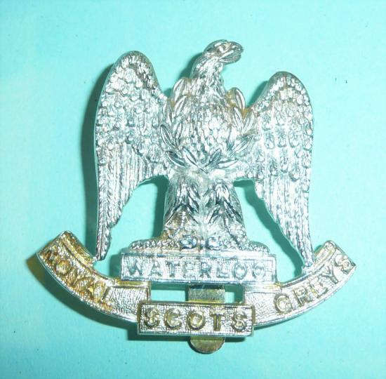 Royal Scots Greys (2nd Dragoons) AA Anodised Aluminium (Staybrite) Bi Coloured Cap Badge - Smith & Wright Ltd