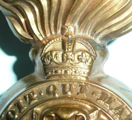Royal Fusiliers (City of London Regiment) Other Ranks Fusilier Cap Large Gilding Metal Grenade, Post 1902