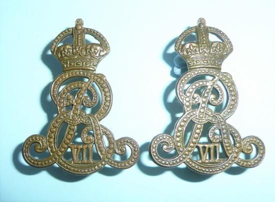 Military Prison / Provost Staff Corps Edward VII collar badges c1902-10