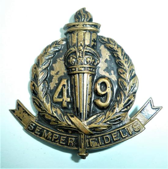 WW2 Australian Army Militia 49th Battalion (The Stanley Regiment) Blakened Brass Cap Badge