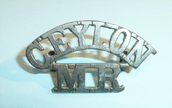 Ceylon Mounted Rifles White Metal Shoulder Title