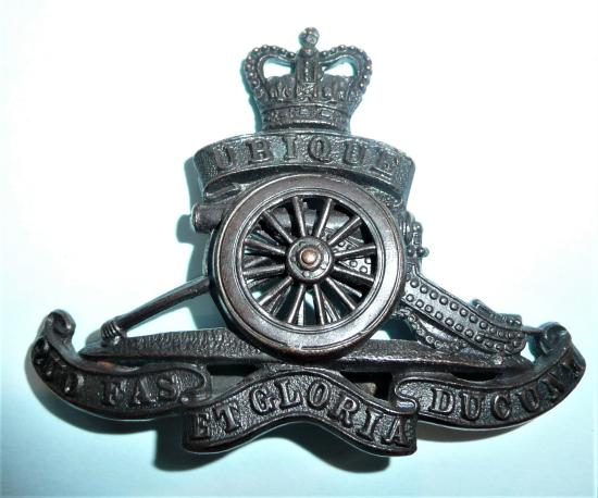 Royal Artillery (RA) Officers OSD Bronze Queen's Crown Cap Badge - Blades