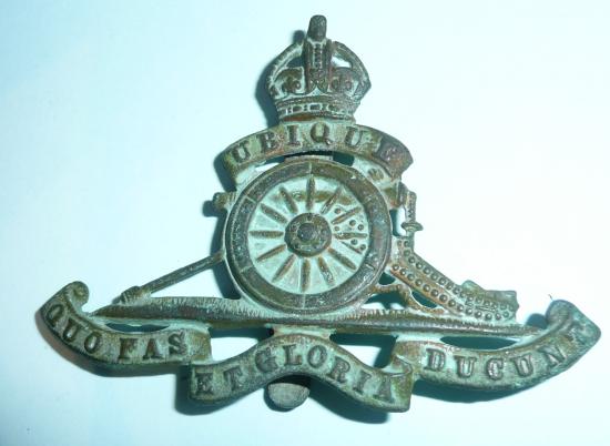 WW1 Royal Artillery Economy Pattern Cap Badge (Excavated Condition)