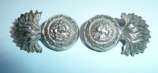 Northumberland Fusiliers Volunteer Battalion - facing pair of other ranks white metal collar badges