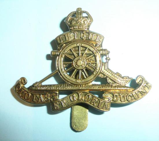 Royal Artillery Brass Other Ranks Beret Badge, King's Crown - Gaunt