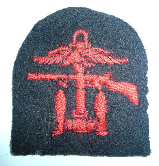 Combined Operations Tombstone Style Red Embroidered Cloth Arm Badge as worn by Naval personnel