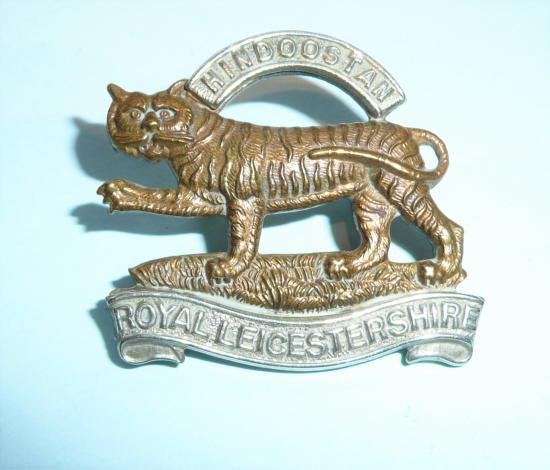 Royal Leicestershire Regiment Officers Silver Plated and Gilt Collar Badge