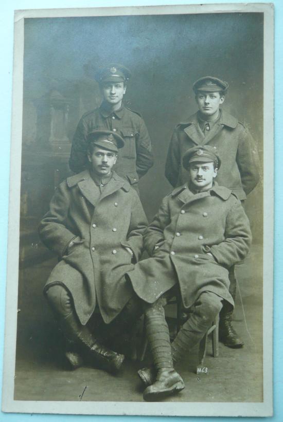 WW1 Original Black & White Postcard Photo of Royal Engineers in Trenchcoats