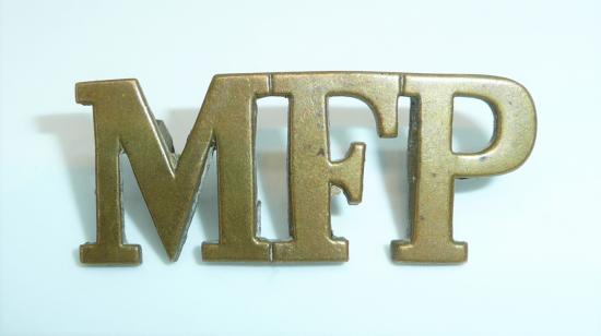 WW1 era MFP Military Foot Police Brass Shoulder Title