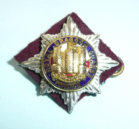 Royal Dragoon Guards (RDG) Officers Cap Badge Star With Correct Maroon Backing